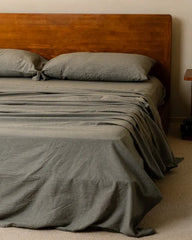 Classic Micro Twill Solid Melange Flat Top Sheet Moss