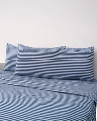 Classic Micro Twill Stripe Melange Pillowcase Set Indigo