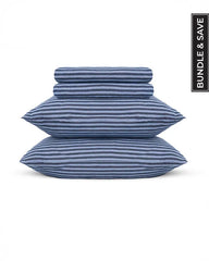 Classic Micro Twill Stripe Melange Sheet Set Indigo