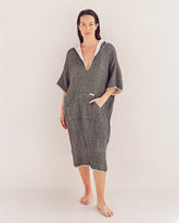 Falta Gauze Hooded Poncho - Black
