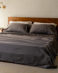 Luxe Sateen Flat Top Sheet Steel Grey