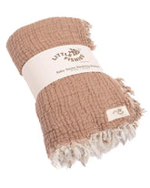 Little Fishies Gauze Receiving Blanket - Warm Taupe