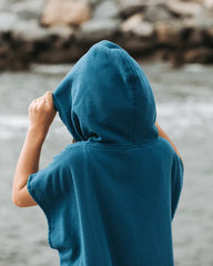 Terra Hooded Poncho Youth - Teal Blue