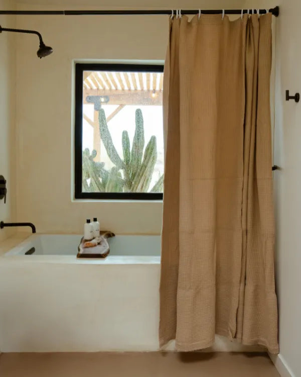 Micro Waffle Shower Curtain - Sand