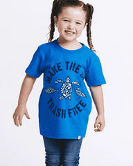 Make The Sea Trash Free Kids Tee - Sapphire Blue