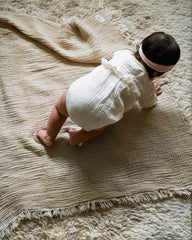 Little Fishies Gauze Receiving Blanket - Beige