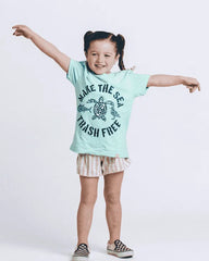 Make The Sea Trash Free Kids Tee - Soft Mint