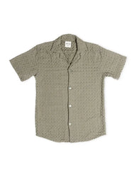 Orb Button Down Waffle Shirt - Olive - Mens