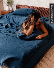 Dark Denim Bedding Set - Queen