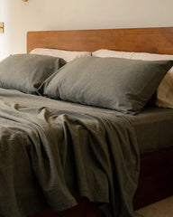 Classic Micro Twill Solid Melange Flat Top Sheet Moss