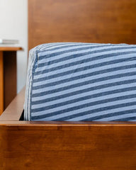 Classic Micro Twill Stripe Melange Fitted Sheet Indigo