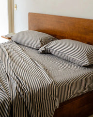 Classic Micro Twill Stripe Melange Sheet Set Steel Grey