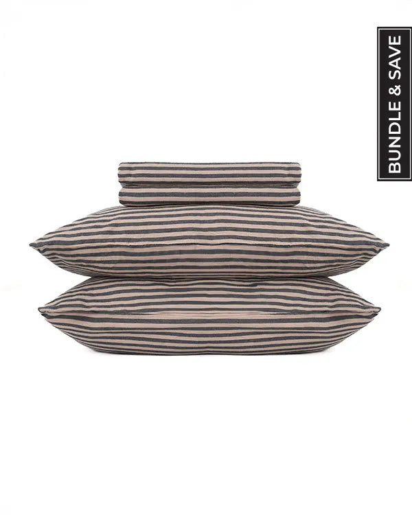 Classic Micro Twill Stripe Melange Sheet Set Steel Grey