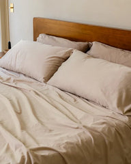 Luxe Sateen Flat Top Sheet Beige