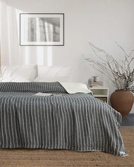 Dreamy Stripe Plush Blanket - Black
