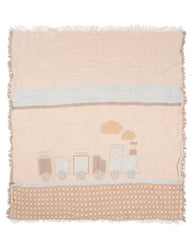 Choo-Choo Train Gauze Receiving Blanket Single with Pouch