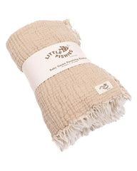Little Fishies Gauze Receiving Blanket - Beige