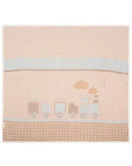 Choo-Choo Train Gauze Hooded Blanket Single