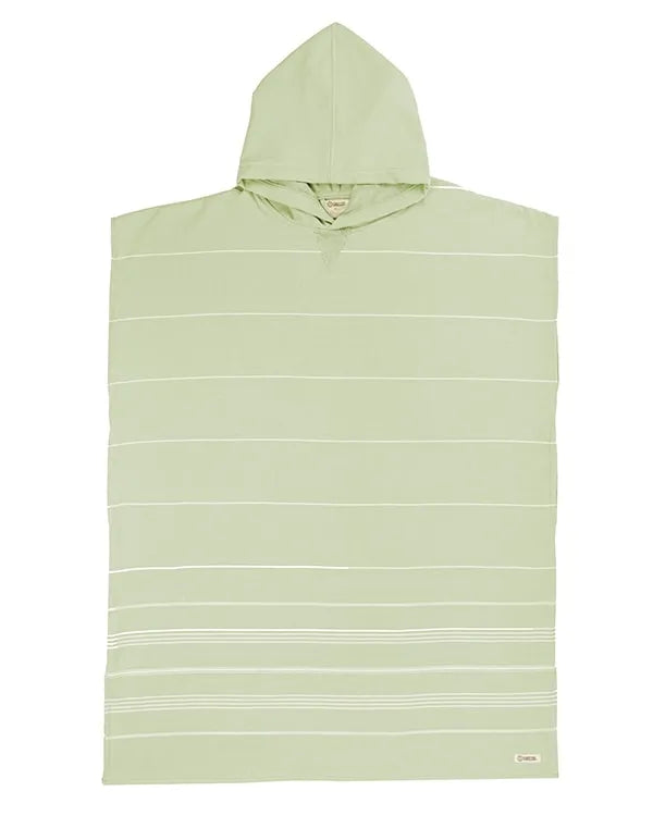 Classic Stripe Hooded Poncho - Celadon Green