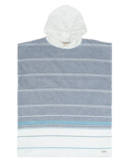 Colorblock Stripe Hooded Poncho Youth - Blue