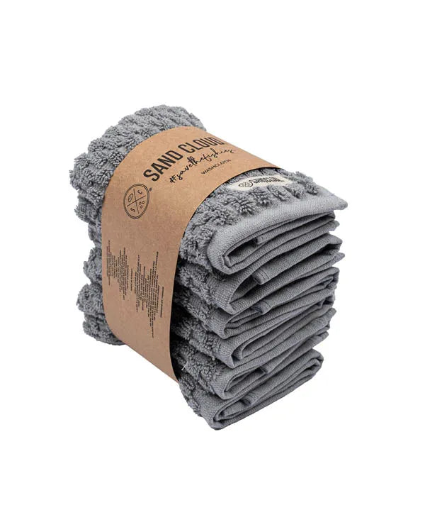 Atom Washcloth Bath Bundle- 6 Pack - Grey