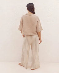 Sagar Gauze Crop Shirt - Pant Set